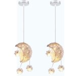Uni suspension luminaire lune etoile led plafonnier lustre en aluminium pour enfant chambre blanc chaud ...