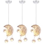 Uni suspension luminaire lune etoile led plafonnier lustre en aluminium pour enfant chambre blanc chaud ...