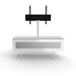 Upney - meuble tv blanc avec porte en verre infrarouge blanche et colonne tv rotative blanche + / - 24 ...