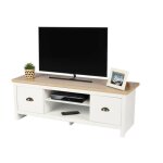 Urban living - meuble tv avec 2 tiroirs et 2 niches de rangement en bois hanoi - blanc