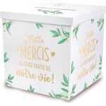 Urne de mariage - jour de fete - vive les maris - carre - couvercle  fente - vgtale