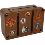 Urne tirelire voyage - marron - 24 x 16 cm - dcoration de fte - thme mariage - mixte
