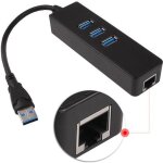 Adaptateur ethernet rj45 - usb 3. 0 - 3 ports - 1000mbps - noir - hub rseau cbl