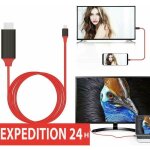 C�ble hdmi - usb - c - adaptateur 4k - compatible samsung - rouge - vid�o