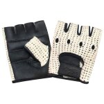 V416 gants mitaines vlo cyclisme vtt bmx conduite intrieur doux en cuir & mailles blanches - noir