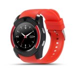V8 montre connect�e hommes bluetooth sport montres avec cam�ra sim carte slot t�l�phone android - rouge ...