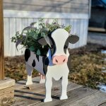 Jardini�re - ystp - vache mignonne - plastique noir et blanc - 24. 5x19. 5x34cm - d�coration de jardin ...