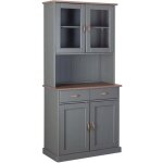 Vaisselier - paris prix - zernan - 4 portes - 2 tiroirs - bois massif gris & naturel