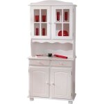 Vaisselier 4 portes bois massif alienor 198cm blanc