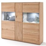 Vaisselier coloris ch�ne blanchi huil� - longueur 154 x hauteur 140 x profondeur 39 cm