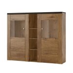 Vaisselier design 2 portes pour salon couleur chne et noir effet bois. collection santiago.