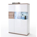 Vaisselier gauche coloris blanc brillant et ch�ne sterling - longueur 90 x hauteur 135 x profondeur 37 ...