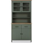 Vaisselier 4 portes 2 tiroirs en pin massif vert 90 cm - ida