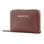 Valentino porte - monnaie rouge marron pour femme - zip around wallet vino 100606