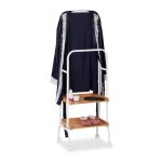 Relaxdays valet de chambre serviteur portant roulettes 2 surfaces serviettes métal bambou 129x42x32 cm ... Relaxdays valet de chambre serviteur portant roulettes 2 surfaces serviettes métal bambou 129x42x32 cm ...
