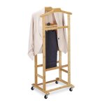 Relaxdays valet de chambre  roulettes portant en bambou range - vtements chambre h x l x p : 107 x ...