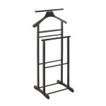 Valet de nuit double valet de chambre en bois massif h�v�a coloris noir - longueur 47 x profondeur 36 ...