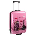 Valise enfant / fille rose love paris 2031 abs 50cm - madisson - cabine - 2 roulettes - silencieuses