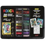 Feutres - uni - ball - posca 20p - mallette mtal - 20 couleurs - inodores et rsistants  la lumire ...