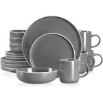 Vancasso assiette srie sesam - dg 16 pices gris - fonc service de table pour 4 personnes - style scandinave ...