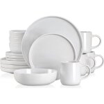 Vancasso assiette srie sesam - lg 16 pices blanc - gris service de table pour 4 personnes - style scandinave ...