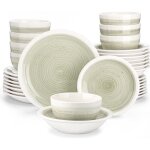 Vancasso vaisselle srie ori - be32 pcs service de table complet avec conception de points de ssame ...