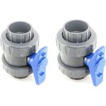 Lot de 2 vannes pvc pour piscine diametre 50 mm - jardiboutique