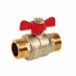 Vanne à sphère - sferaco - pn25 - laiton - mâle / mâle - poignée rouge en acier Vanne à sphère - sferaco - pn25 - laiton - mâle / mâle - poignée rouge en acier