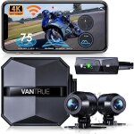 Vantrue falcon - 1 4k + 1080p cam�ra de moto �tanche ip67 wifi gps dashcam moto avant et arri�re 24 heures ...