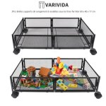 Bo�tes supports de rangement � roulettes sous le lit en fer - varivida - noir - 60 x 40 x 17 cm