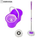 Varivida kit balai serpillère rotatif et seau essoreur pour nettoyage sol (violet) Varivida kit balai serpillère rotatif et seau essoreur pour nettoyage sol (violet)
