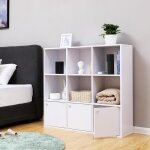 Vasagle biblioth�que �tag�re sur 3 niveaux meuble de rangement avec 3 placards en bas 29 x 975 x 975 ...