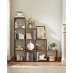Vasagle - biblioth�que �tag�re escalier - meuble de rangement 10 compartiments - marron rustique lbc10bx ...