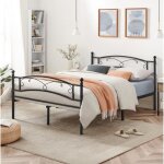 Vasagle lit adulte 140 x 190 cm structure de lit en m�tal 2 places noir