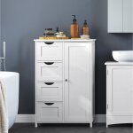 Vasagle meuble salle de bain rangement gain de place avec 4 tiroirs placard avec porte �tag�re r�glable ...