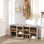 Vasagle meuble � chaussures de 10 compartiments - banc � chaussures avec coussin - 104 x 30 x 48 cm - ...
