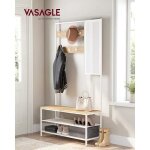 Vasagle meuble d?entre porte - manteaux vestiaire 35 x 98 x 180 cm couleur chne et blanc