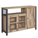 Vasagle meuble de rangement buffet avec 3 portes 33 x 110 x 75 cm style industriel marron chameau et ...