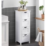 Vasagle meuble de salle de bain 4 tiroirs 30 x 30 x 82 cm meuble bas commode sdb blanc