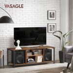 Vasagle meuble tv pour tv jusqu? 55 pouces support tlvision style industriel marron rustique et noir ...