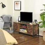Vasagle meuble tv avec tagres et placards de rangement - support tlvision - portes persiennes - style ...