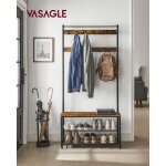 Vasagle porte - manteau meuble d?entre vestiaire portant avec banc et tagres  chaussures crochets ...