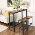 Vasagle table de bar table haute table de salle  manger 120 x 40 x 100 cm avec cadre mtallique marron ...