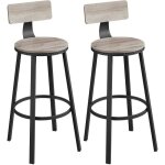 Vasagle tabourets hauts avec dossier sige de cuisine sige de 73 cm de haut style industriel lbc026b02 ...