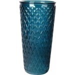 Vase dco en verre - paris prix - relief losange - bleu indigo - contemporain - design