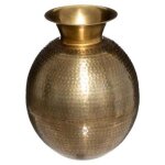 Vase oasis m�tal martel� dor� h40cm - atmosphera cr�ateur dint�rieur