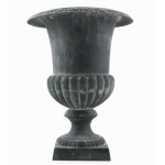 Vase - lheritier du temps - vasque jardini�re en fonte grise - 32x32x41cm - rond - perc�