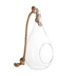 Vase suspendu & corde goutte 25cm transparent