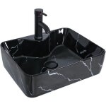 Vasque à poser carré puluomis - noir - robinetterie lave - mains Évier - 38x48 cm Vasque à poser carré puluomis - noir - robinetterie lave - mains Évier - 38x48 cm