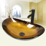 Vasque  poser cramique lavabo pour salle de bain - jaune